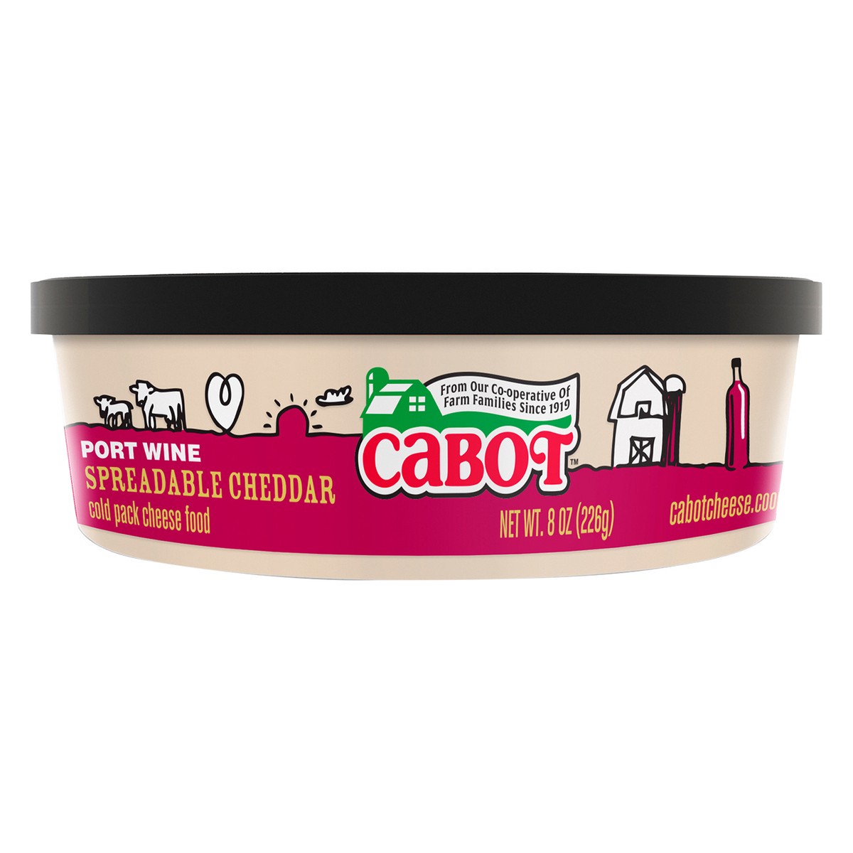 slide 1 of 4, Cabot Port Wine Spreadable Cheddar Cheese - 8 Oz, 8 oz