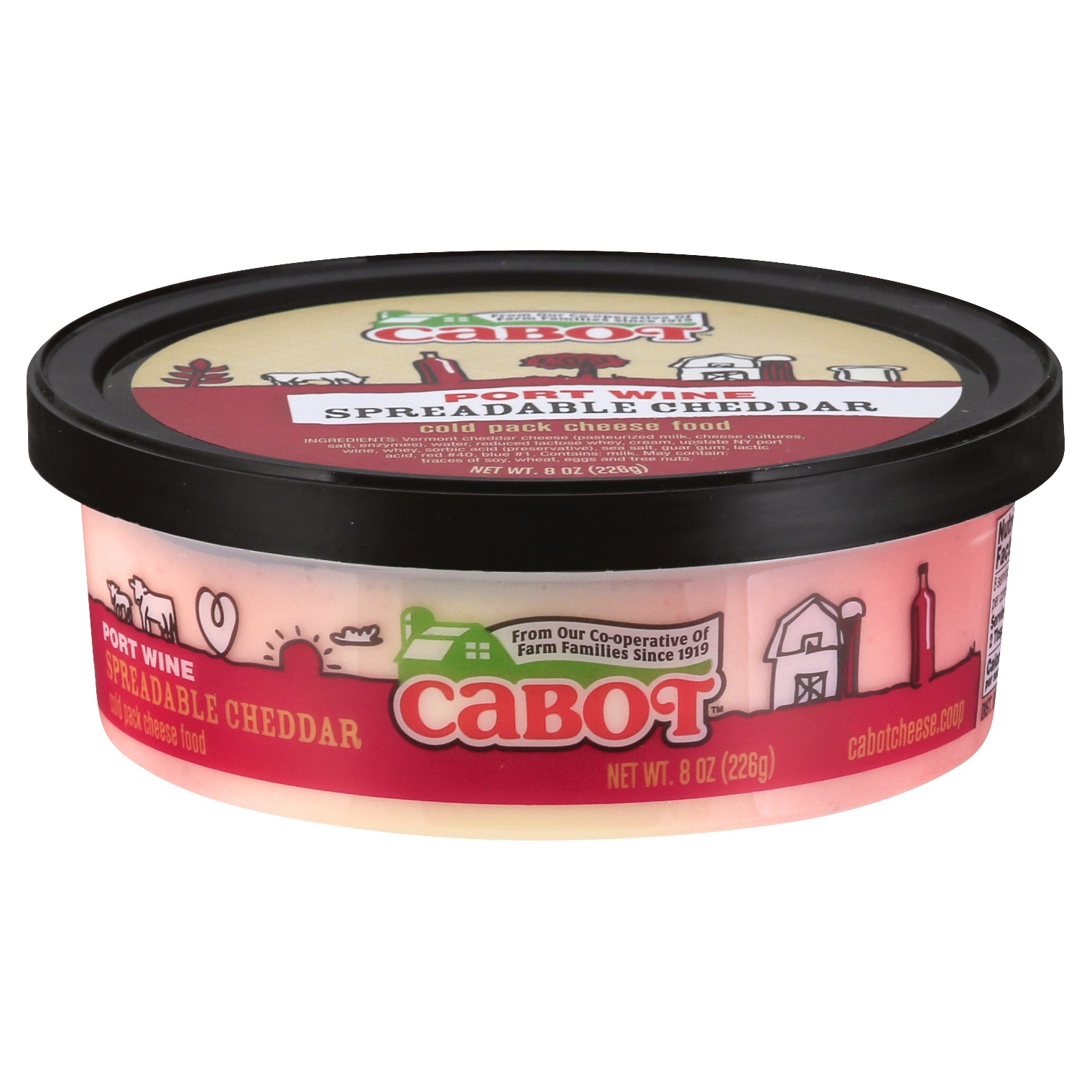 slide 1 of 3, Cabot Port Wine Spreadable Cheddar Cold Pack Cheese Food, 8 oz