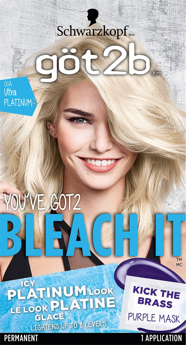 slide 4 of 5, Schwarzkopf Got2b Bleach It Permanent Hair Color, 00A Ultra Platinum, 1.7 fl oz