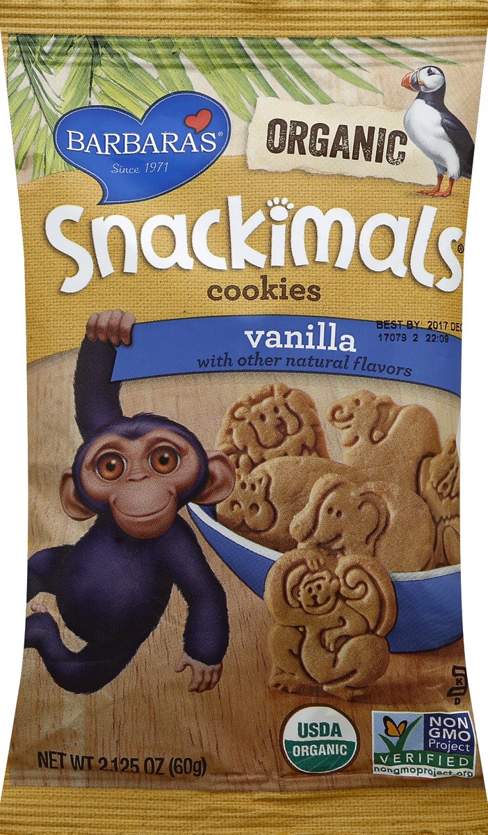 slide 5 of 5, Barbara's Snackimals Organic Vanilla Cookies, 2.1235 oz