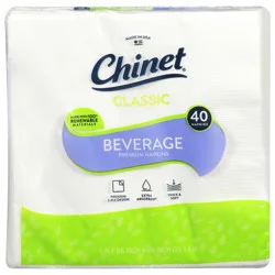 Chinet Classic 2 Ply Premium Beverage Napkins 40 ea