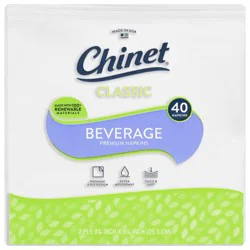 Chinet Classic 2 Ply Premium Beverage Napkins 40 ea