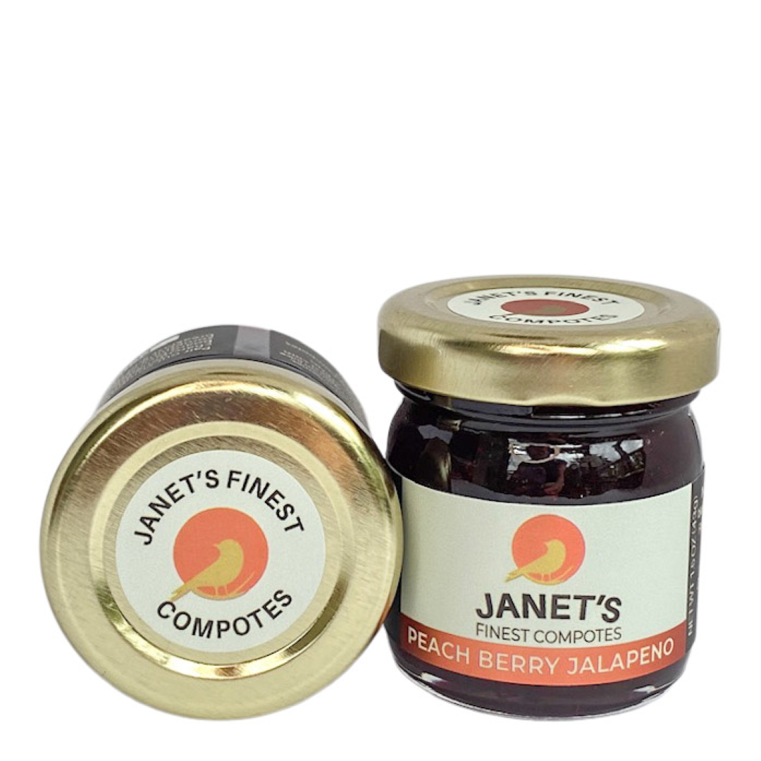slide 1 of 1, J.F. Peach Berry Jalapeno Compote - 1.5 oz, 