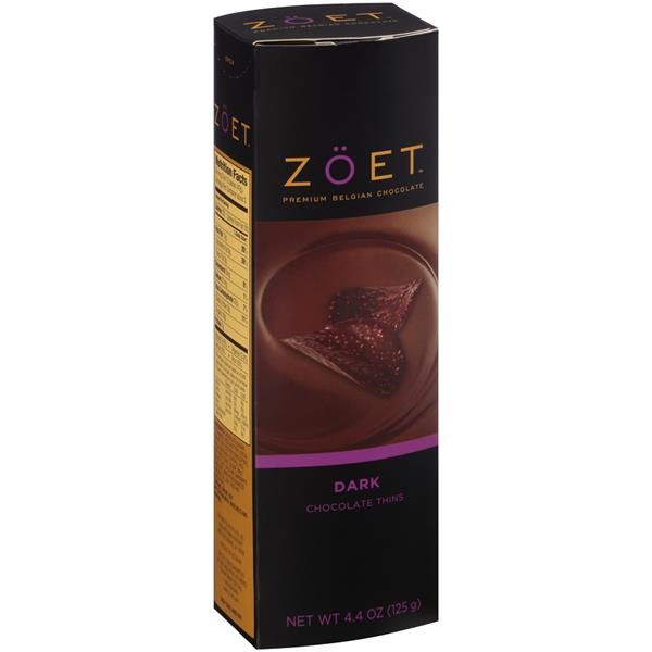 slide 1 of 1, Zöet Dark Chocolate Thins, 4.4 oz