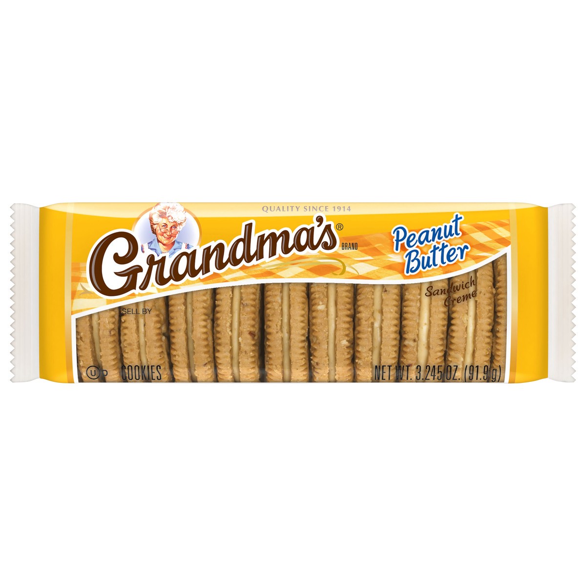 slide 1 of 4, Grandma's Sandwich Crème Cookies Peanut Butter 3.245 Oz, 3.25 oz