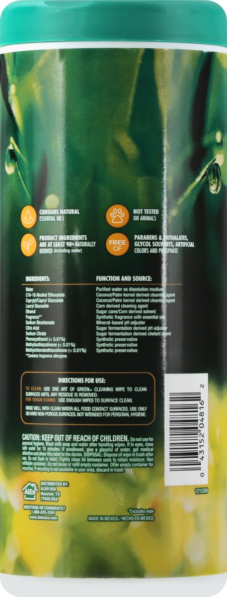 slide 9 of 9, Art of Green Powerful Citrus & White Flowers Cleaning Wipes 35 ea, 35 ct