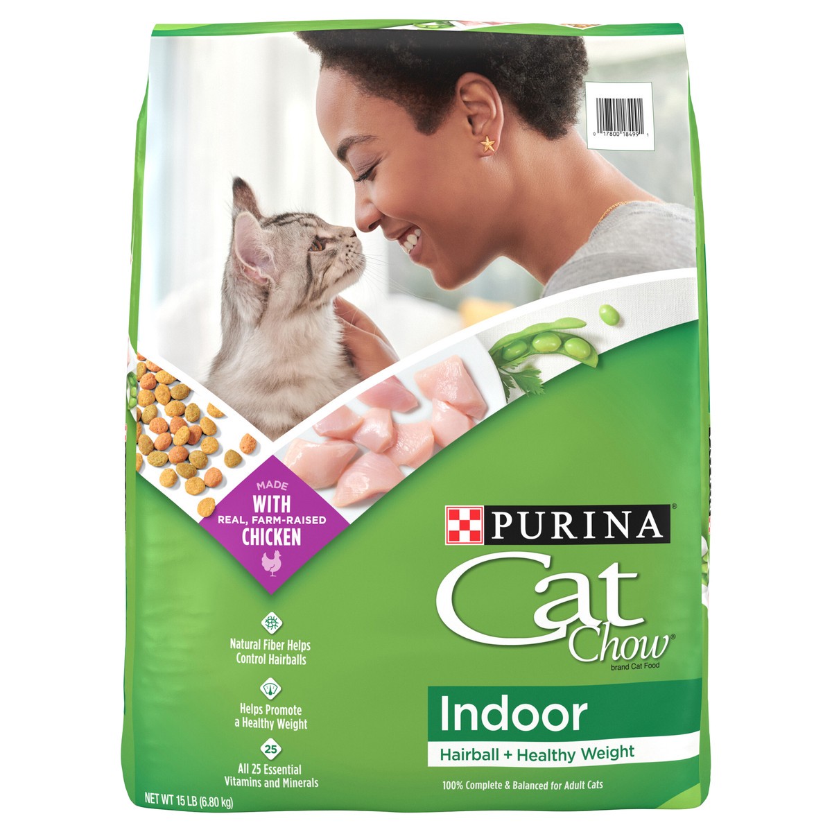slide 1 of 9, Cat Chow Purina Cat Chow Indoor Dry Cat Food, Hairball + Healthy Weight, 15 lb