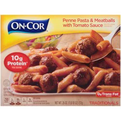 On-Cor Penne Pasta with Meatballs and Tomato Sauce