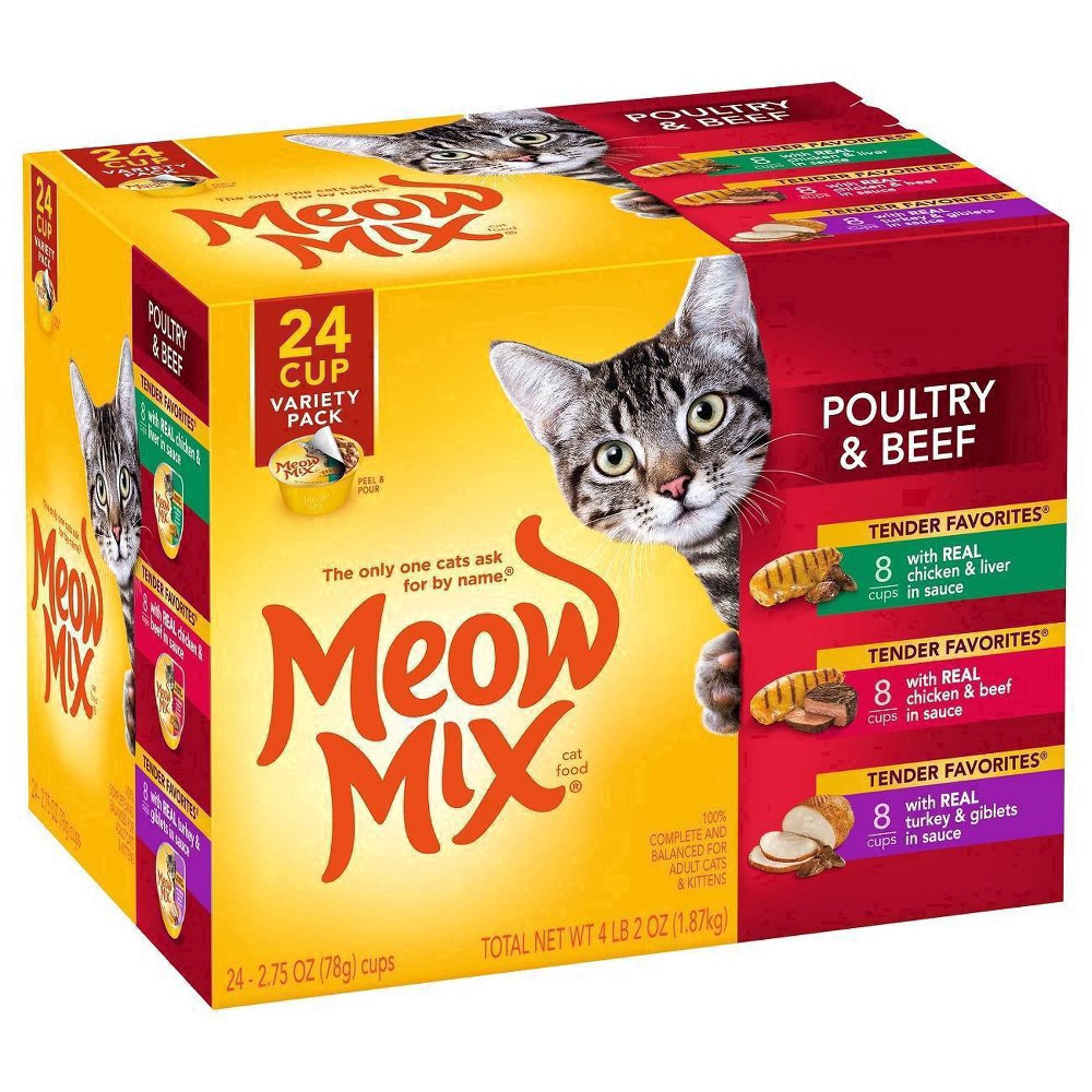slide 56 of 75, Meow Mix Cat Food Poultry & Beef Variety Pack, 24 ct; 2.75 oz
