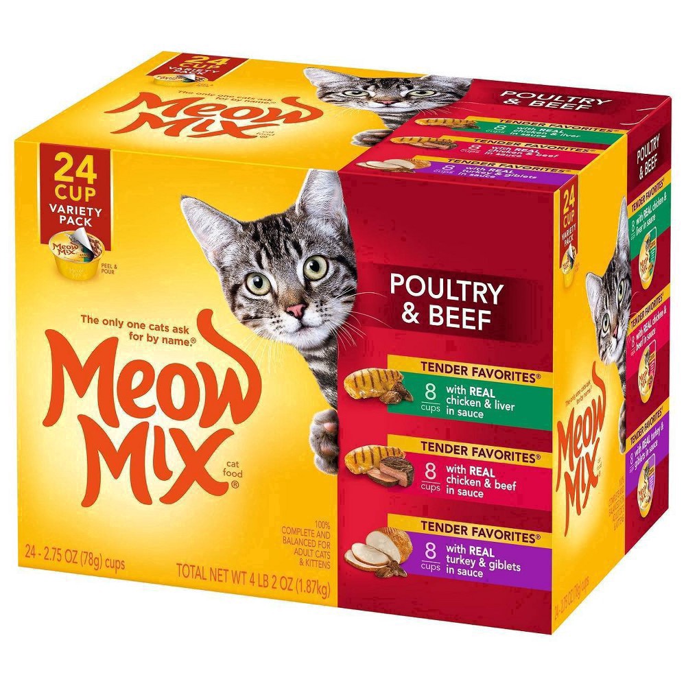 slide 57 of 75, Meow Mix Cat Food Poultry & Beef Variety Pack, 24 ct; 2.75 oz