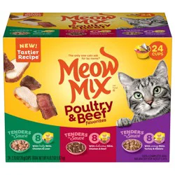 Meow Mix Tenders in Sauce Wet Cat Food Variety Pack With Poultry & Beef Favorites