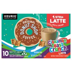 The Original Donut Shop One Step Cinnamon Toast Crunch Latte, Keurig Single Serve K-Cup Pods, Flavored Coffee, 10 Count