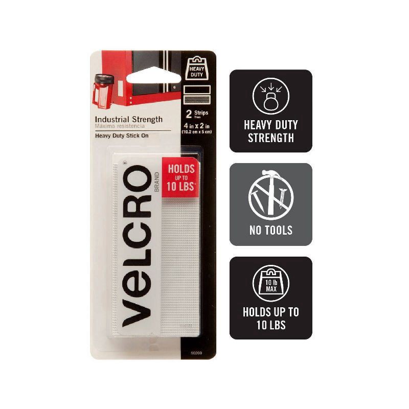 slide 2 of 5, VELCRO 4" x 2" Industrial Strength Strips, 4 in