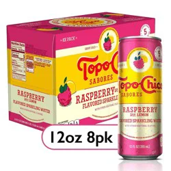 Topo Chico Sabores Raspberry with Lemon Cans, 12 fl oz, 8 Pack