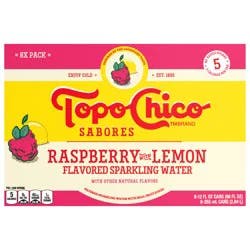 Topo Chico Sabores Raspberry with Lemon Cans, 12 fl oz, 8 Pack