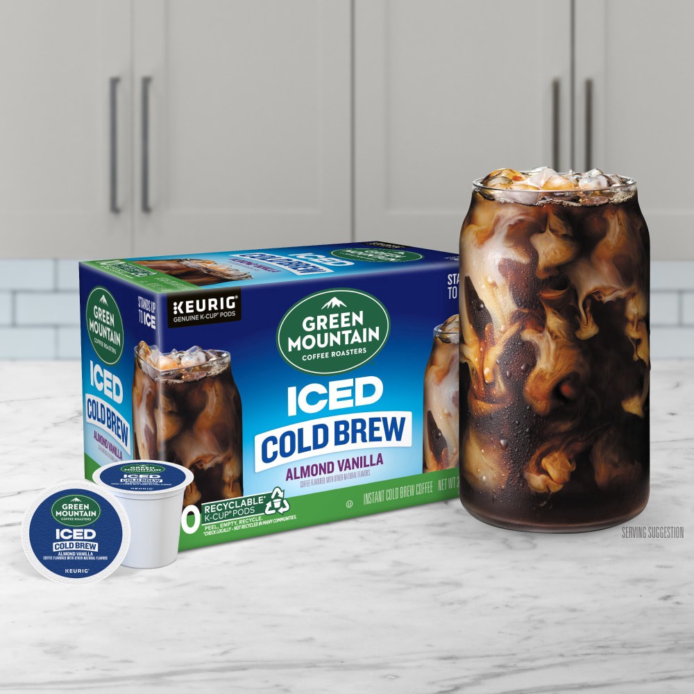 slide 2 of 6, Green Mountain Coffee Roasters Almond Vanilla Iced Cold Brew Coffee, Single Serve Keurig K-Cup Pods, 10-Count Box, 10 ct