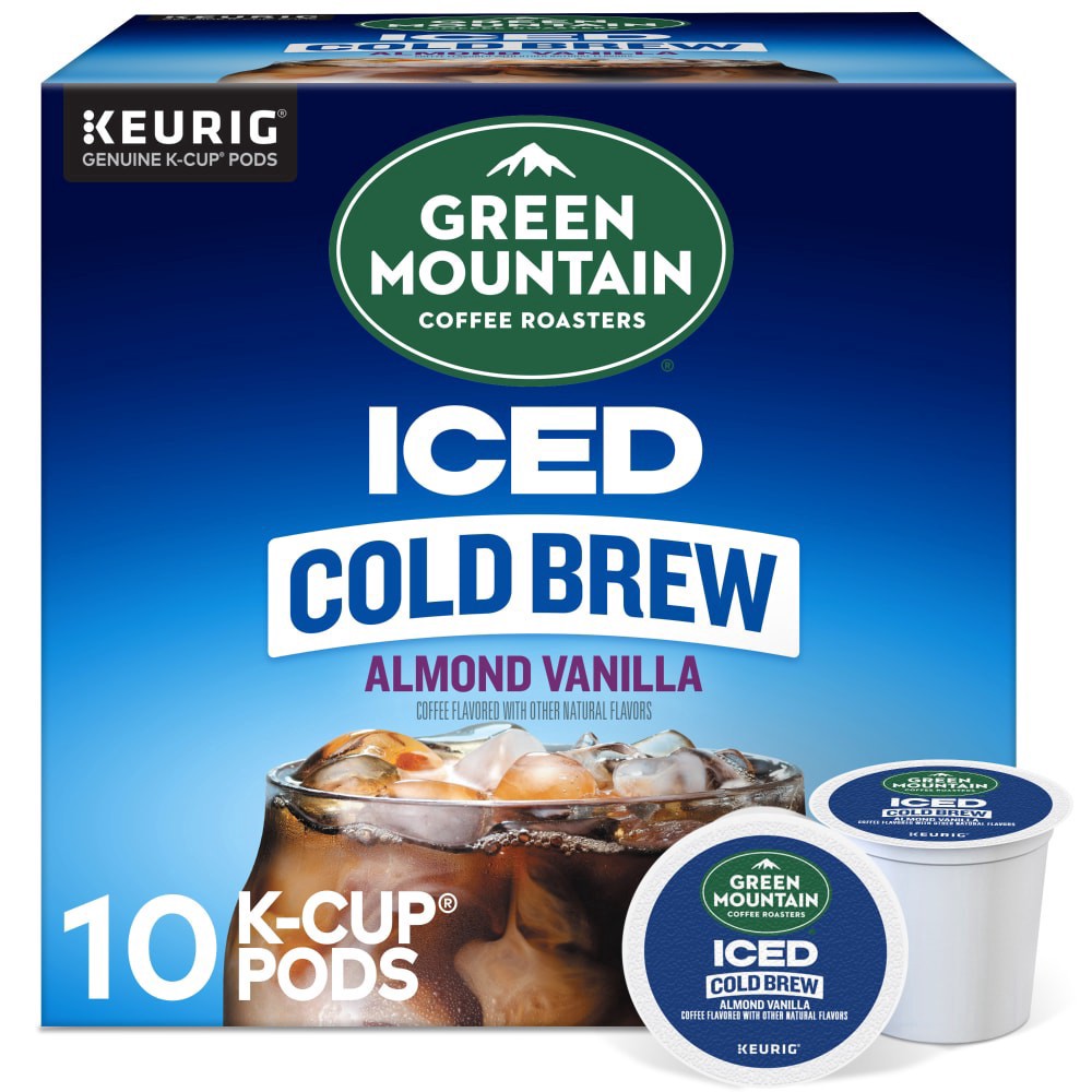 slide 4 of 6, Green Mountain Coffee Roasters Almond Vanilla Iced Cold Brew Coffee, Single Serve Keurig K-Cup Pods, 10-Count Box, 10 ct