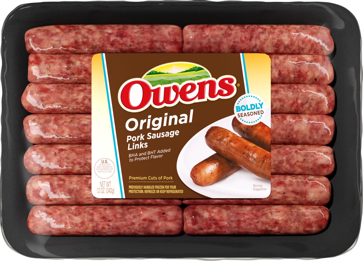 slide 2 of 13, Owens Premium Pork Original Sausage Links, 14 Count, 12 oz, 12 oz