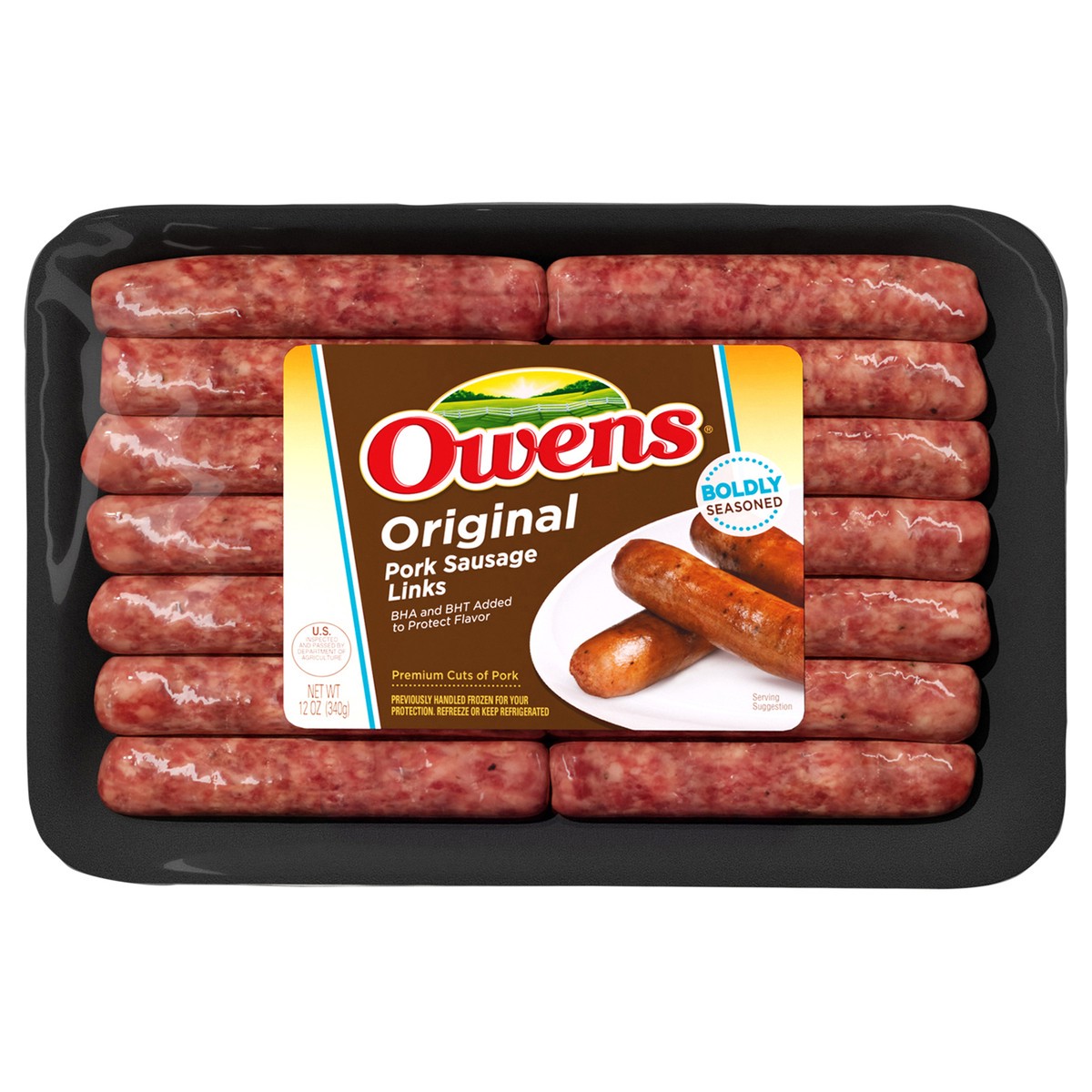 slide 1 of 13, Owens Premium Pork Original Sausage Links, 14 Count, 12 oz, 12 oz