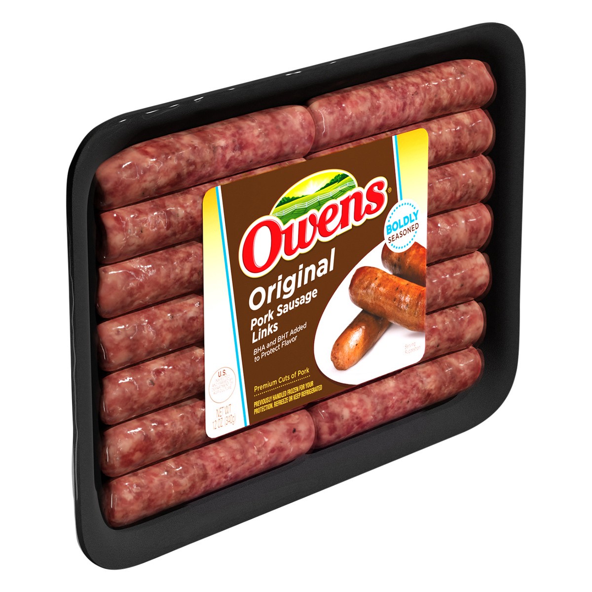 slide 6 of 13, Owens Premium Pork Original Sausage Links, 14 Count, 12 oz, 12 oz