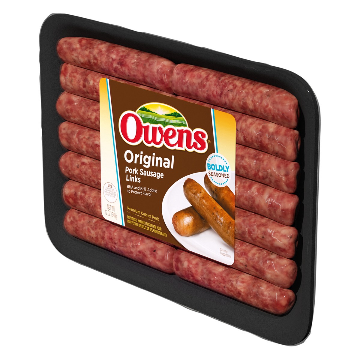slide 9 of 13, Owens Premium Pork Original Sausage Links, 14 Count, 12 oz, 12 oz