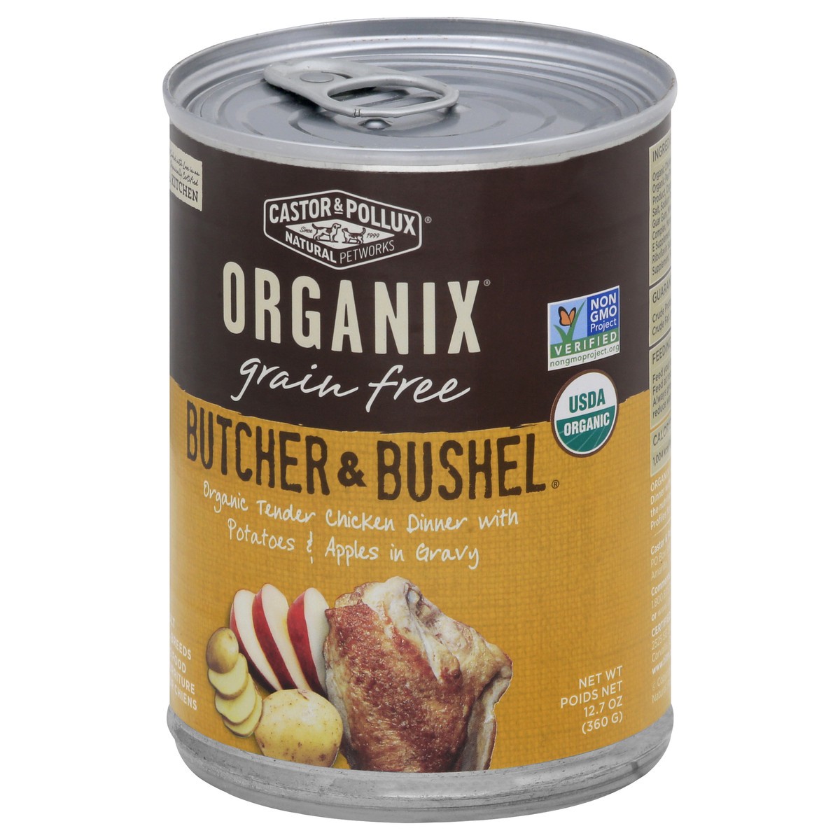 slide 3 of 9, Organix Grain Free Butcher & Bushel Dog Food, Organic Chicken Dinner with Fresh-Cut White Potatoes & Apples in Gravy Dog Food 12.7 oz, 12.7 oz