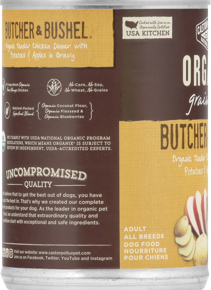 slide 7 of 9, Organix Grain Free Butcher & Bushel Dog Food, Organic Chicken Dinner with Fresh-Cut White Potatoes & Apples in Gravy Dog Food 12.7 oz, 12.7 oz