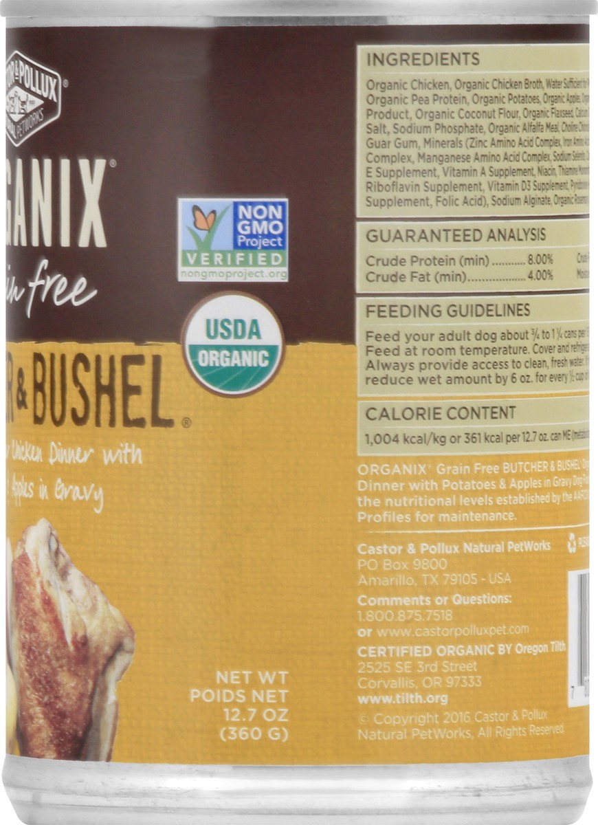 slide 8 of 9, Organix Grain Free Butcher & Bushel Dog Food, Organic Chicken Dinner with Fresh-Cut White Potatoes & Apples in Gravy Dog Food 12.7 oz, 12.7 oz