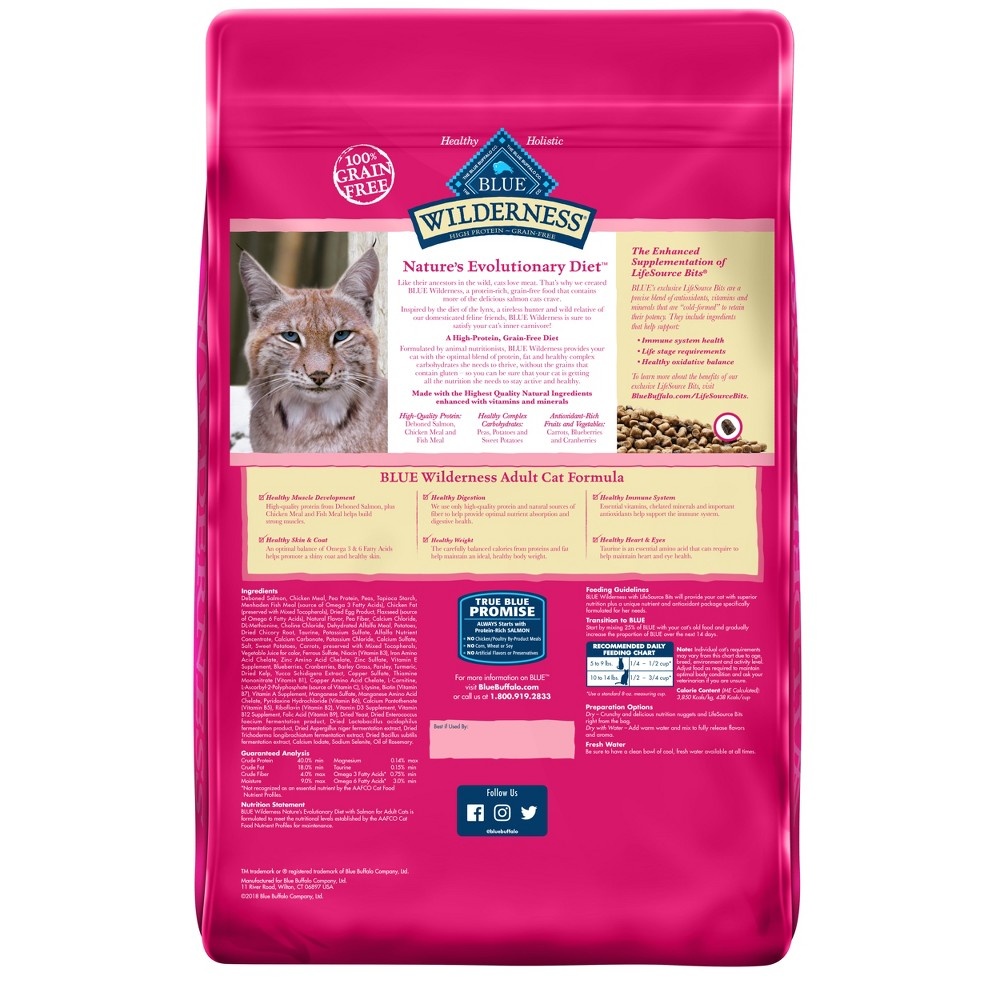slide 2 of 2, Blue Wilderness Salmon Adult Dry Cat Food, 9.5 lb