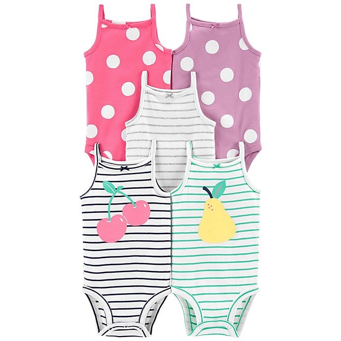 slide 1 of 1, Carter's Stripe Dot Multicolor Tank Bodysuits, 5 ct; 12 M