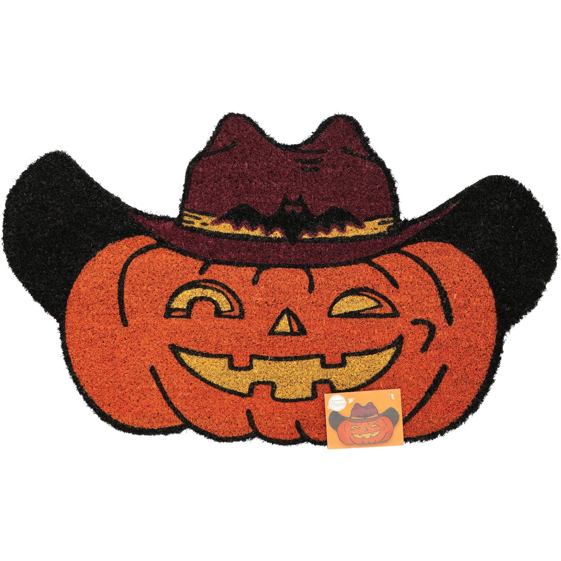 Destination Holiday Halloween Coir Doormat - Cowboy Pumpkin | Shipt