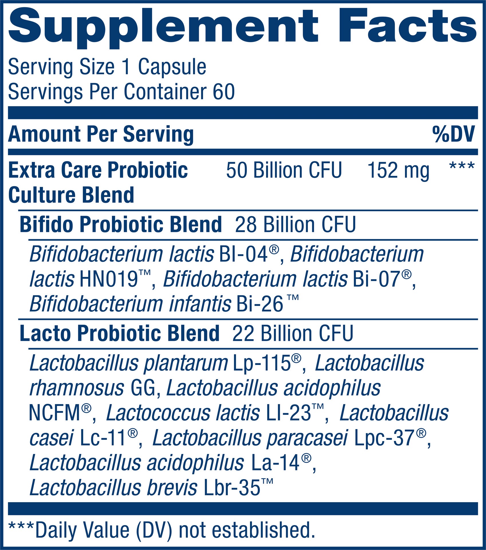slide 3 of 5, Renew Life Extra Care Digestive Probiotic Supplement, 50 Billion CFU Guaranteed, 60 Vegetarian Probiotic Capsules, 1 ct