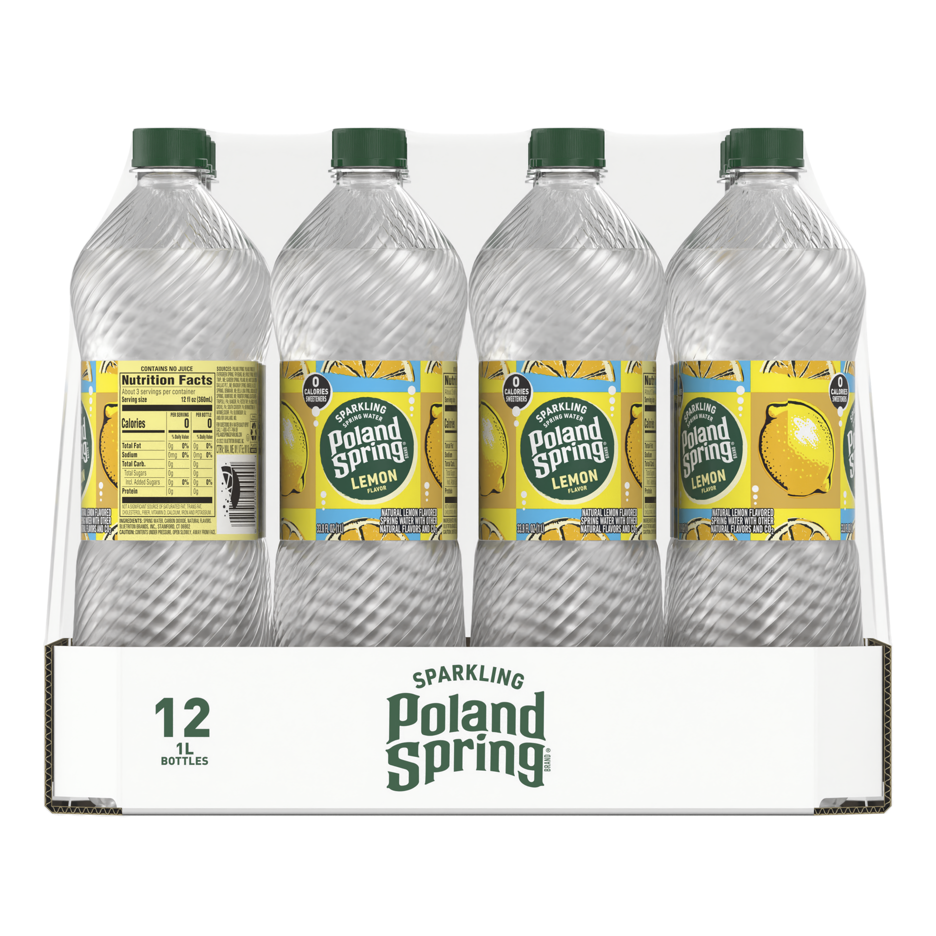 slide 1 of 5, Poland Spring Lemon Sparkling Water - 12 ct; 33.8 fl oz, 12 ct; 33.8 fl oz