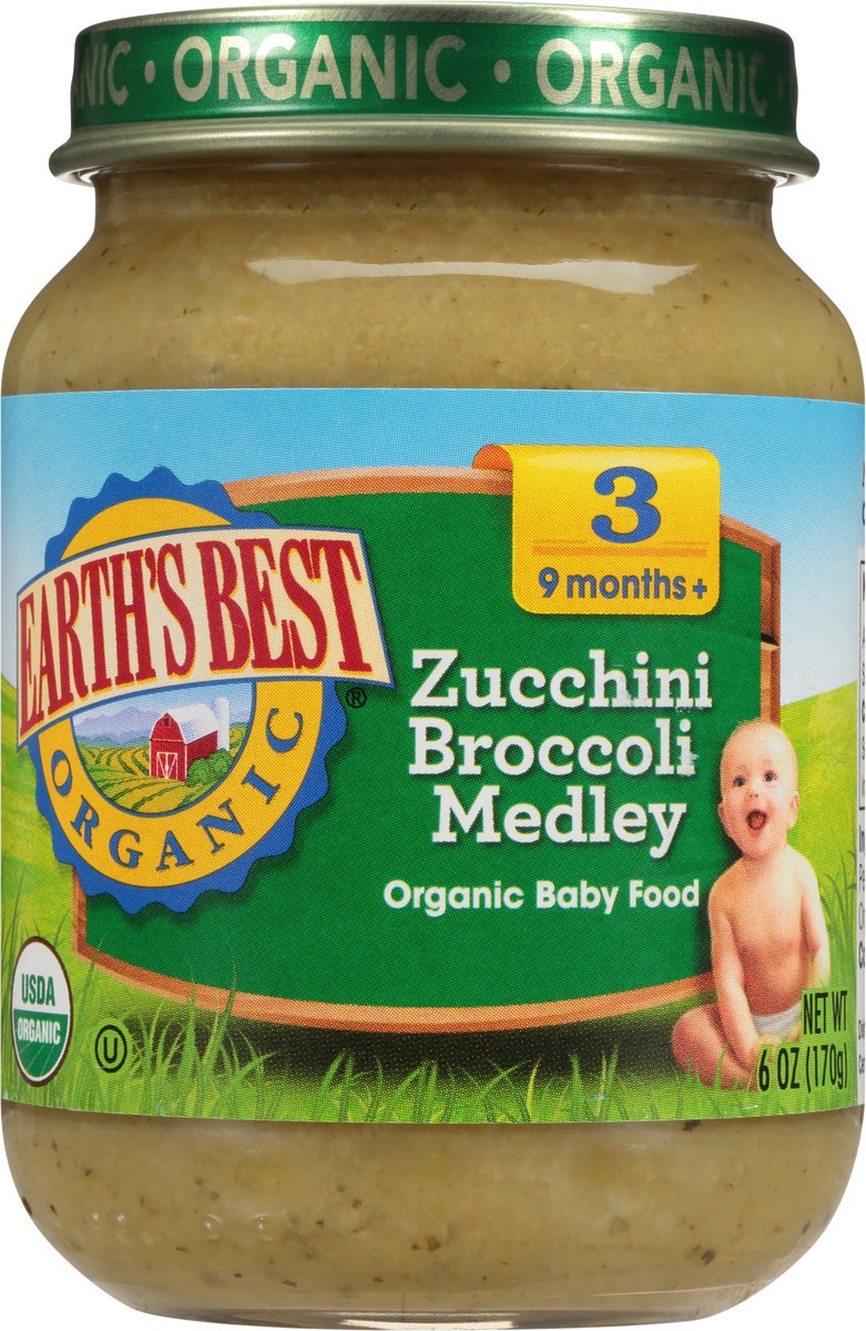 slide 9 of 10, Earth's Best Stage 3 Zucchini Broccoli Medley Organic Baby Food 6 oz. Jar, 6 oz
