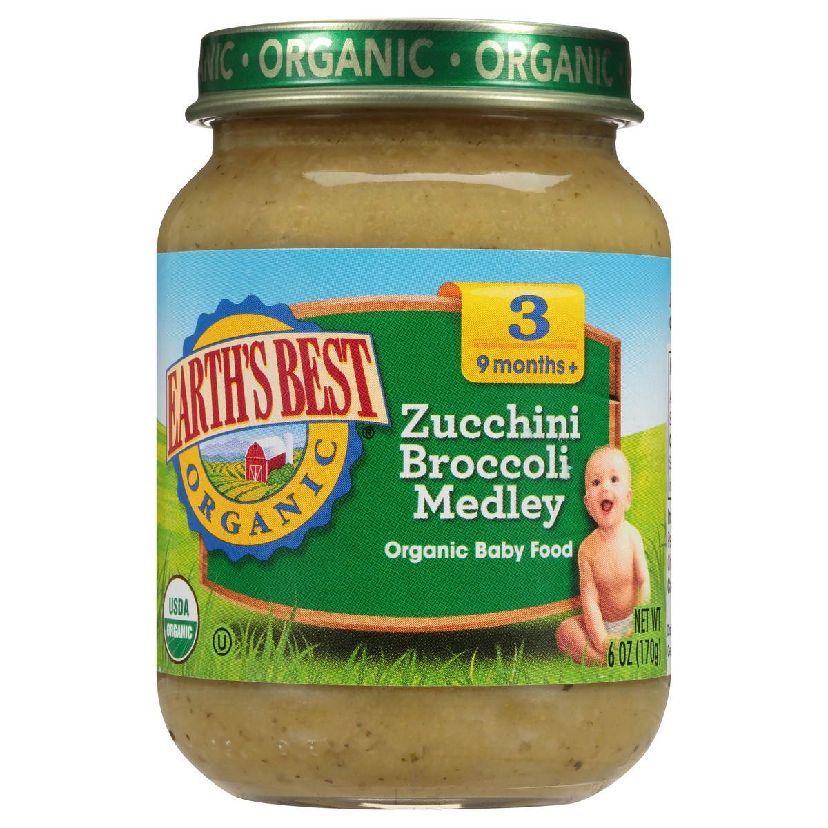 slide 1 of 10, Earth's Best Stage 3 Zucchini Broccoli Medley Organic Baby Food 6 oz. Jar, 6 oz