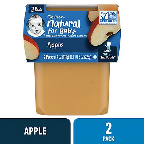 slide 1 of 1, Gerber 2nd Foods Natural Apple Baby Food Tub - 2-4 Oz, 8 oz