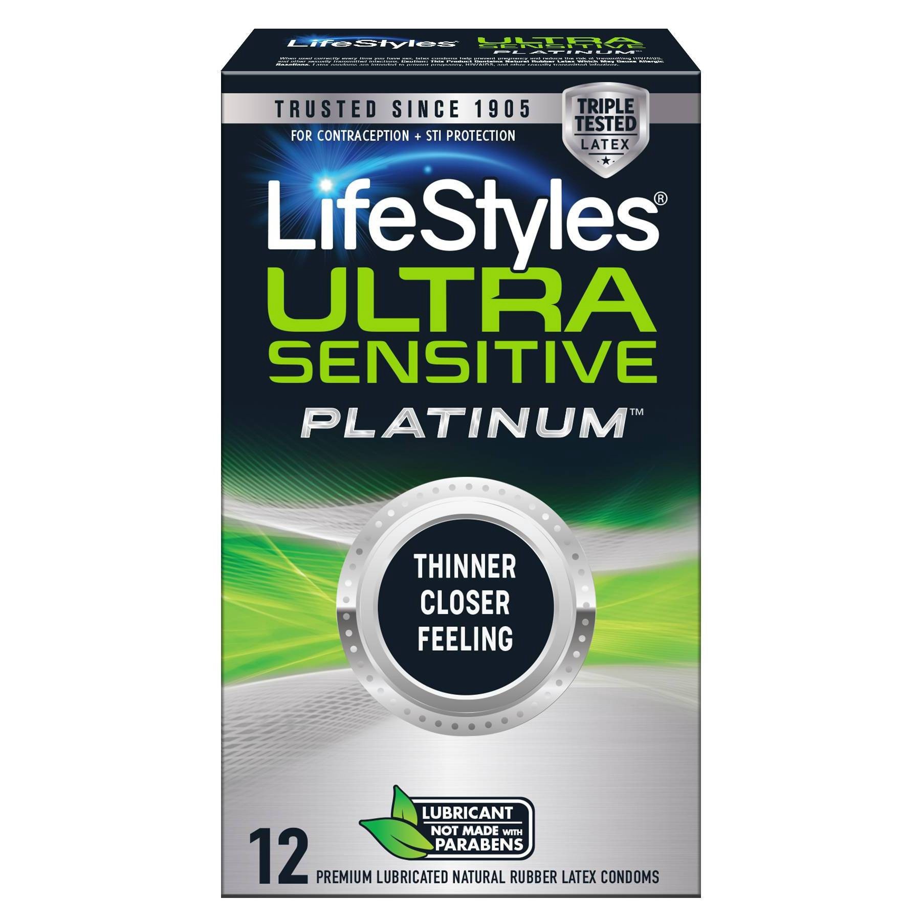 slide 1 of 4, LifeStyles Ultra Sensitive Platinum condoms, 12 ct