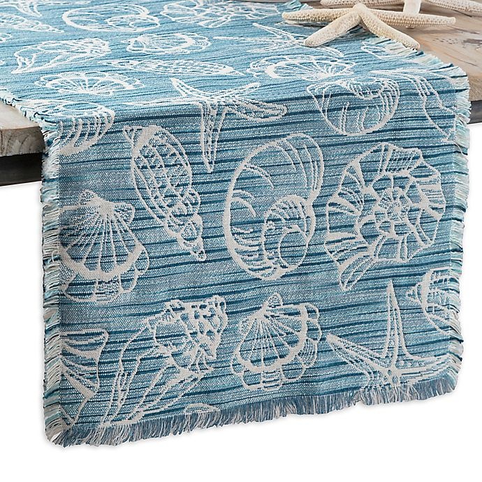 slide 1 of 1, Arlee Home Fashions Seaside Shells Table Runner - Blue, 36 in