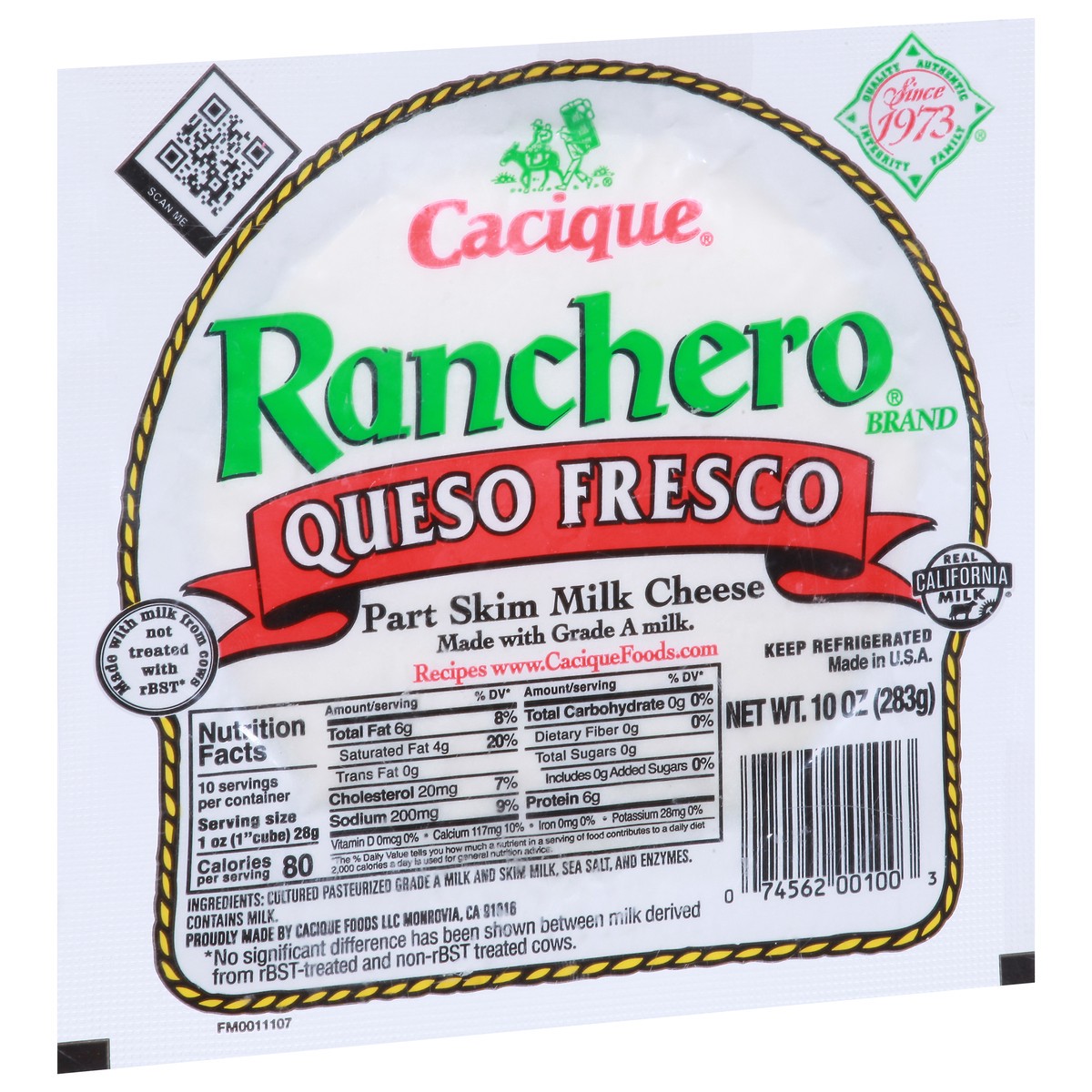 slide 4 of 9, Cacique Ranchero Queso Fresco Chunk Cheese, 10 oz