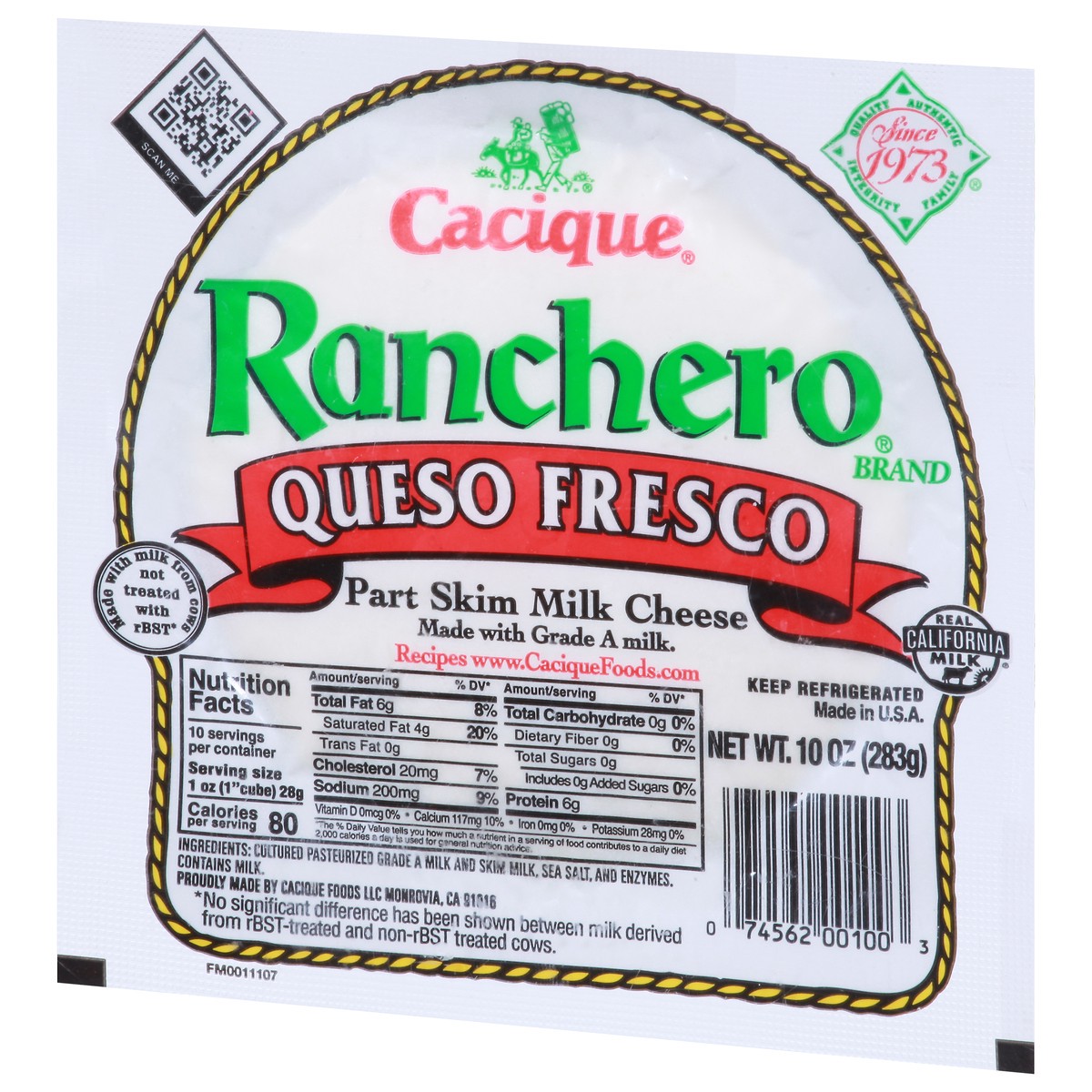 slide 2 of 9, Cacique Ranchero Queso Fresco Chunk Cheese, 10 oz