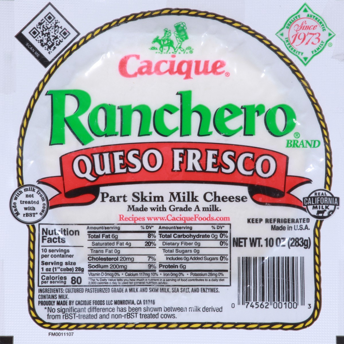 slide 6 of 9, Cacique Ranchero Queso Fresco Chunk Cheese, 10 oz