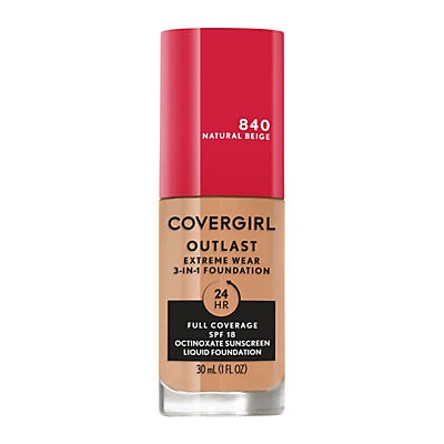 slide 1 of 1, Covergirl Outlast Extreme Wear Foundation Natural Beige, 1 oz