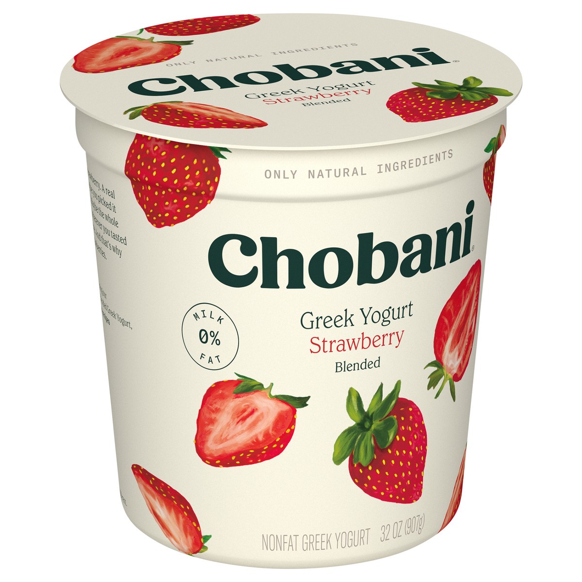 slide 7 of 9, Chobani Yogurt, Greek, Non-Fat, Strawberry, Blended, 32 oz