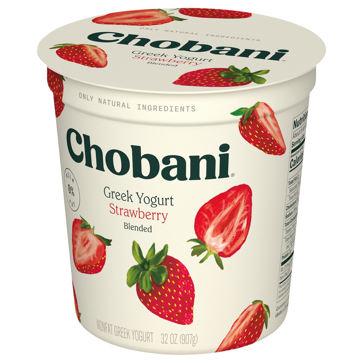 slide 4 of 9, Chobani Yogurt, Greek, Non-Fat, Strawberry, Blended, 32 oz