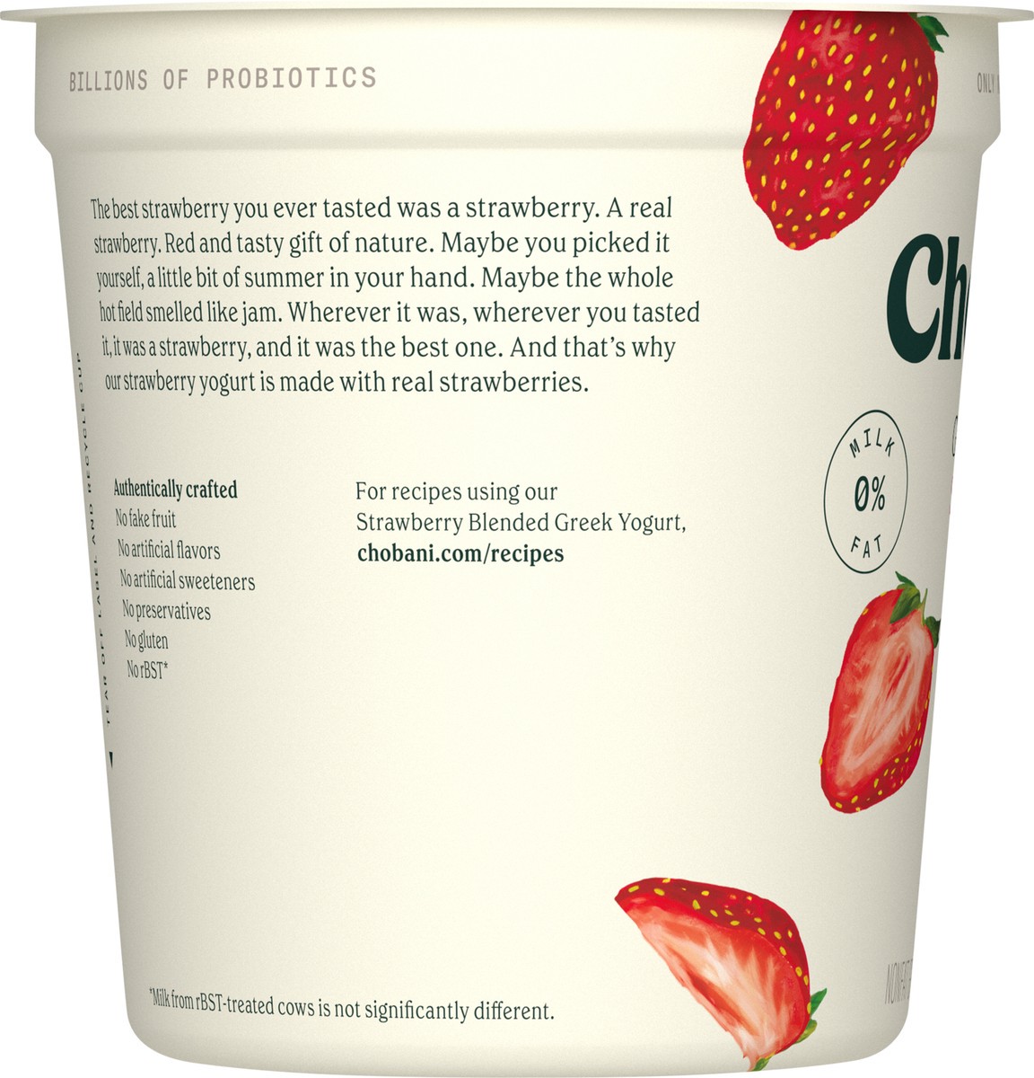 slide 8 of 9, Chobani Yogurt, Greek, Non-Fat, Strawberry, Blended, 32 oz