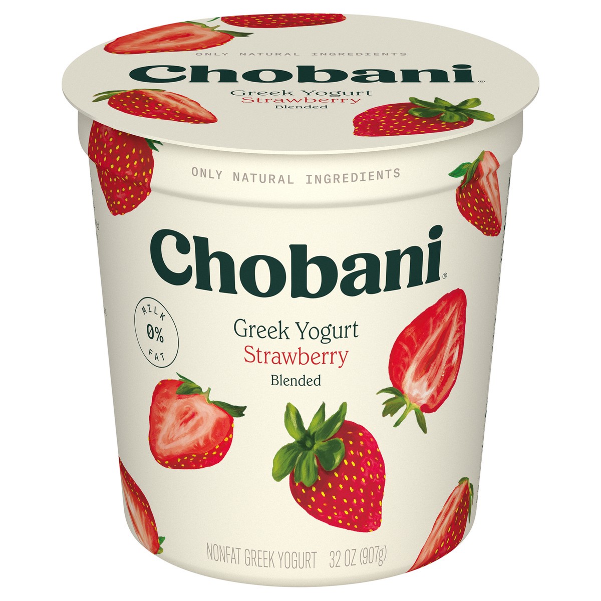slide 1 of 9, Chobani Yogurt, Greek, Non-Fat, Strawberry, Blended, 32 oz