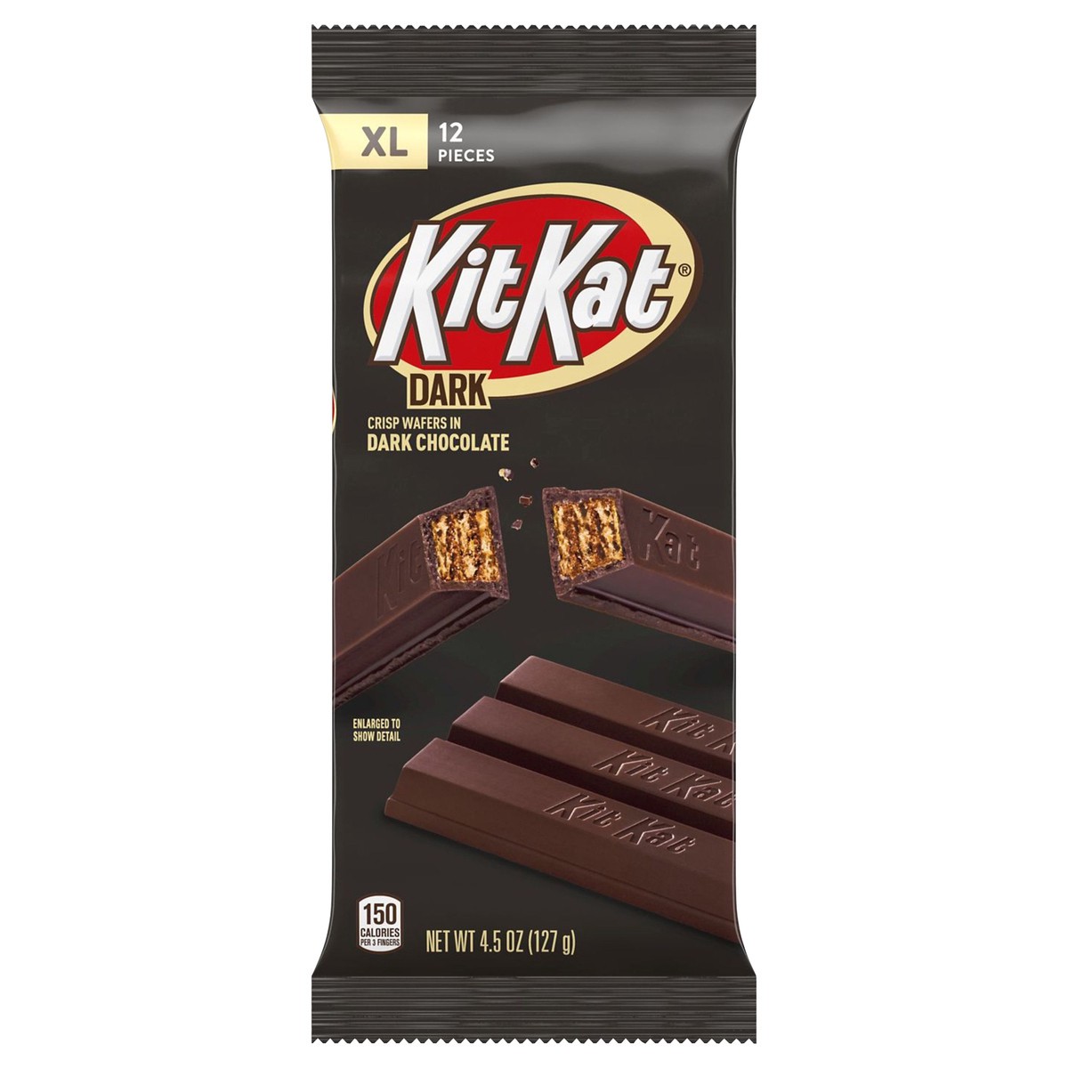 slide 1 of 9, KIT KAT Dark Chocolate XL Wafer Candy, 4.5 oz, Bar, 12 ct