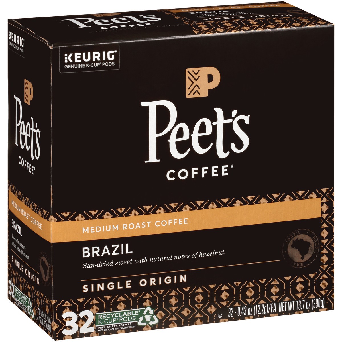 slide 2 of 9, Peet's Coffee Brazil Medium Roast Coffee K-Cup Pods 32 ct Box, 13.7 oz