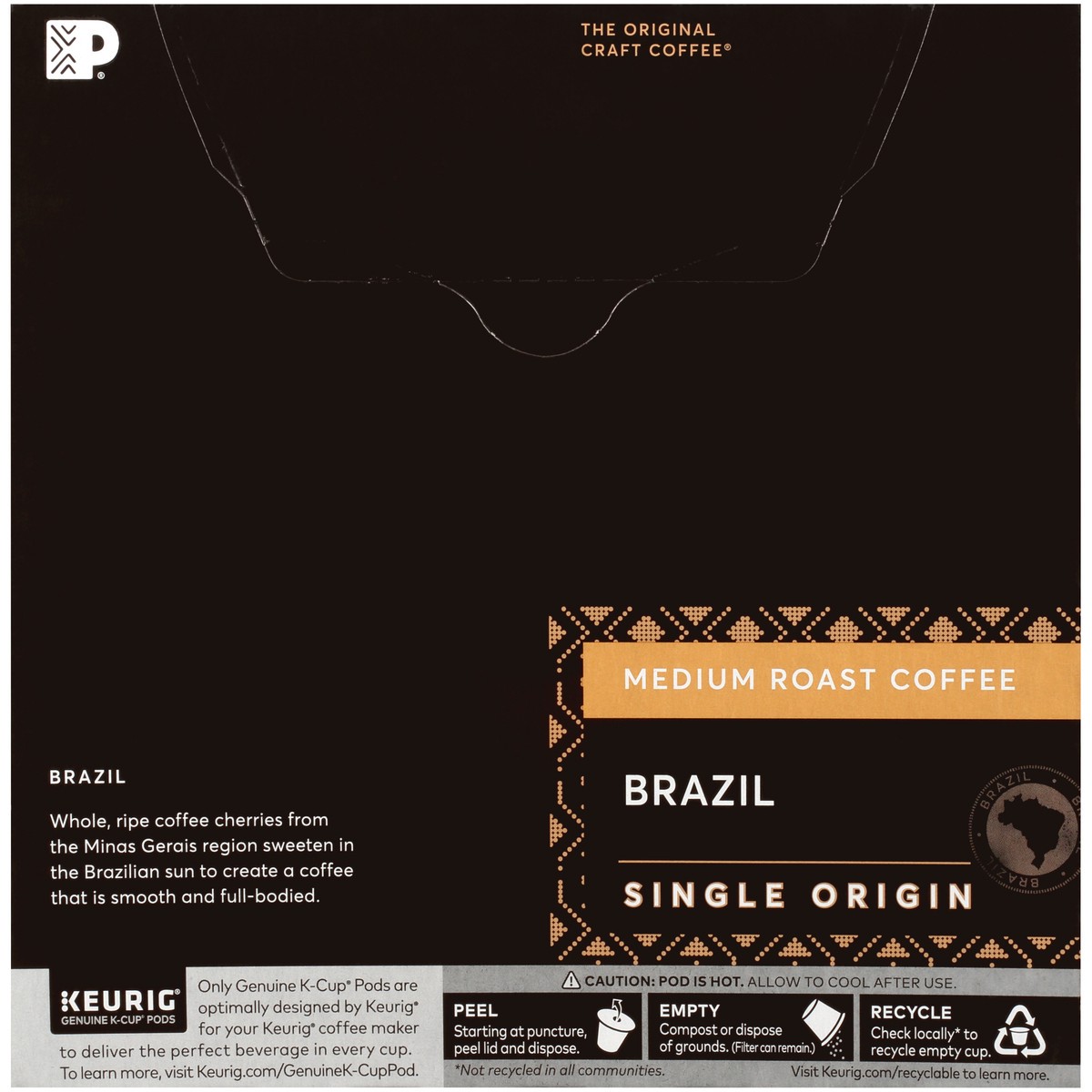 slide 5 of 9, Peet's Coffee Brazil Medium Roast Coffee K-Cup Pods 32 ct Box, 13.7 oz