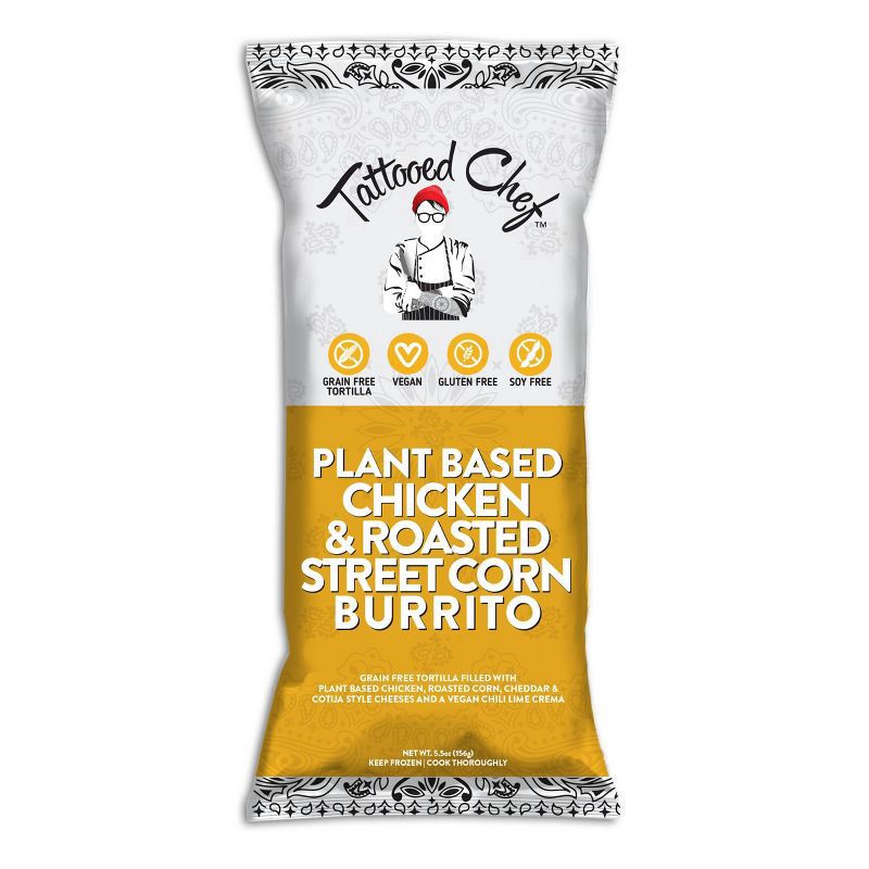 slide 1 of 1, Tattooed Chef Frozen Plant-Based Gluten Free Chicken & Roasted Street Corn Burrito - 5.5oz, 5.5 oz